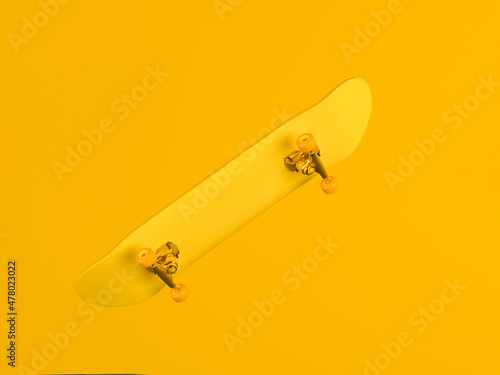 skateboard ton sur ston jaune fond jaune