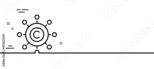 Copywriting network line icon. Copyright sign. Content networking symbol. Minimal line illustration background. Copywriting network line icon pattern banner. White web template concept. Vector