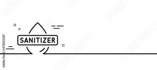Hand sanitizer line icon. Sanitary cleaning sign. Washing hands symbol. Minimal line illustration background. Hand sanitizer line icon pattern banner. White web template concept. Vector
