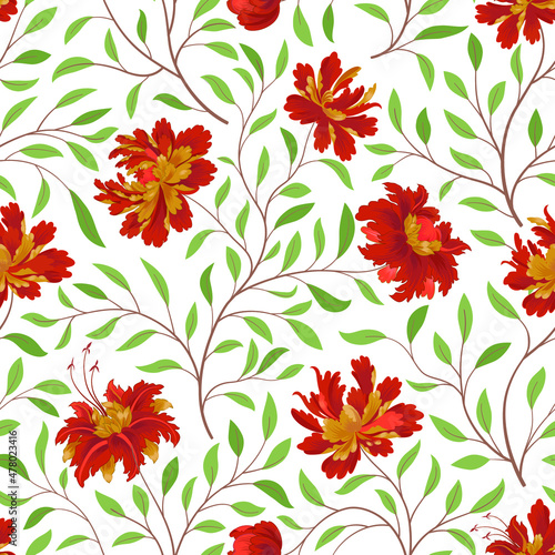 Floral pattern. Flower seamless background. Flourish ornamental fall garden t...