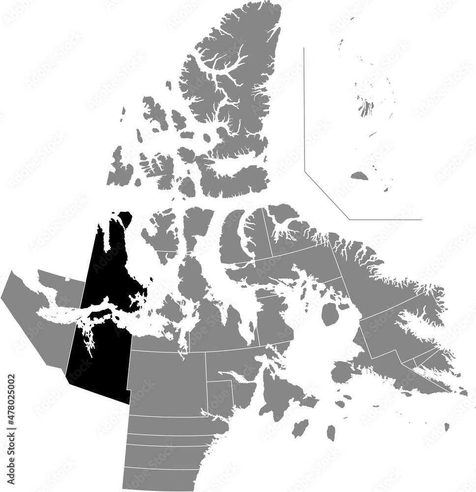 Black flat blank highlighted location map of the CAMBRIDGE BAY District