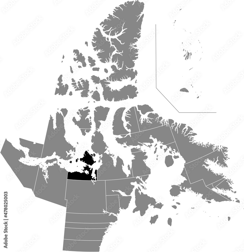 Vecteur Stock Black flat blank highlighted location map of the GJOA