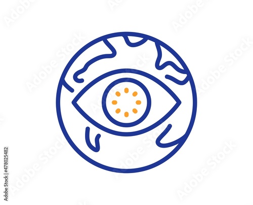 Cyber attack line icon. Web protection sign. Internet phishing symbol. Colorful thin line outline concept. Linear style cyber attack icon. Editable stroke. Vector