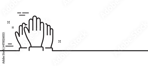 Vote hands line icon. Election voting sign. Volunteers or referendum symbol. Minimal line illustration background. Vote line icon pattern banner. White web template concept. Vector