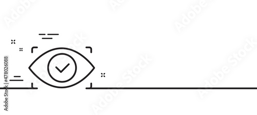 Biometric security scan line icon. Eye access sign. Private protection symbol. Minimal line illustration background. Biometric eye line icon pattern banner. White web template concept. Vector