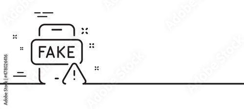 Fake news line icon. Web propaganda sign. Wrong truth symbol. Minimal line illustration background. Fake news line icon pattern banner. White web template concept. Vector