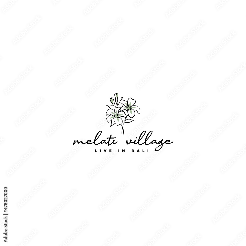 Minimalist design MELATI VILLAGE cute logo design