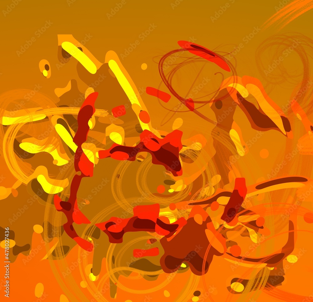 Fototapeta premium Cartoon water liquid particles droplets. Abatract painting. 2d illustration. Frozen motion small particle molecules.