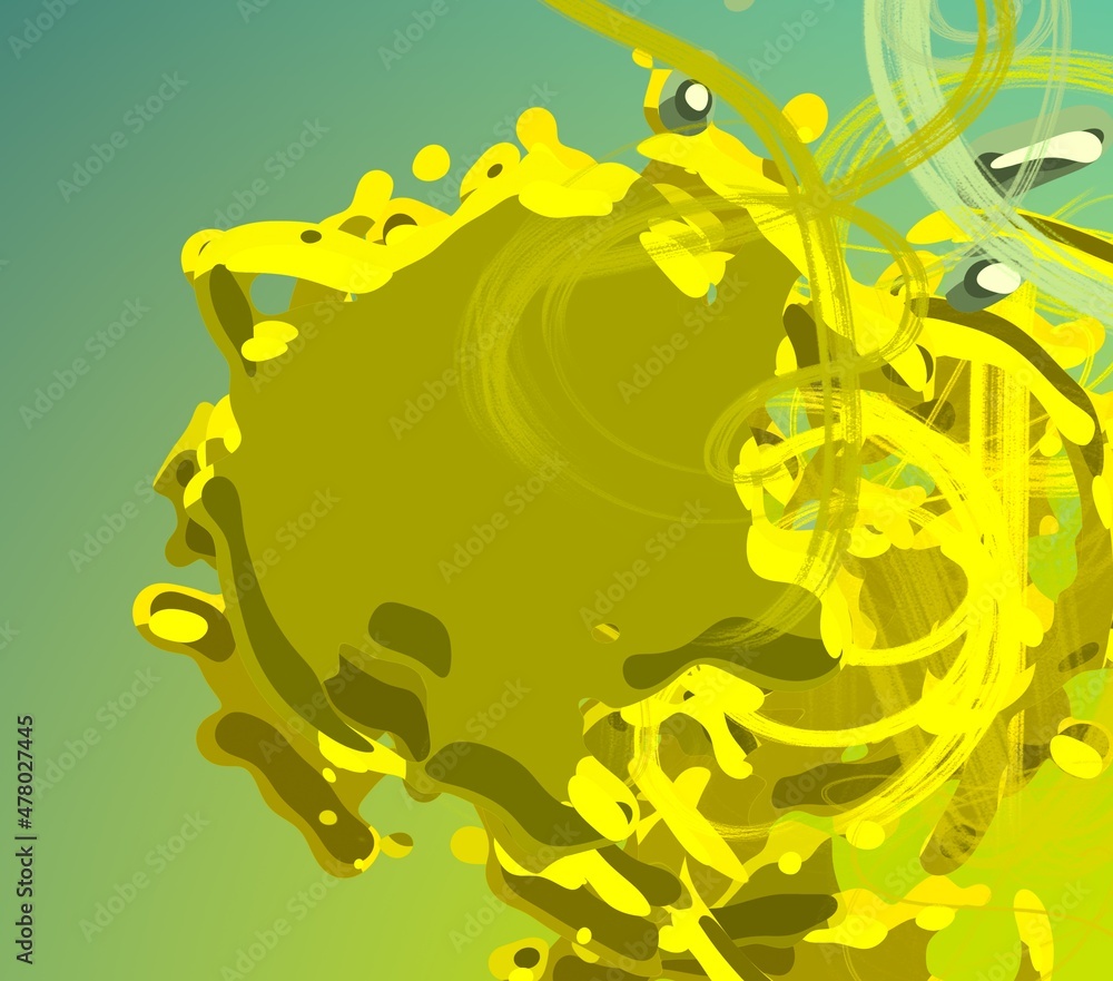 Naklejka premium Cartoon water liquid particles droplets. Abatract painting. 2d illustration. Frozen motion small particle molecules.