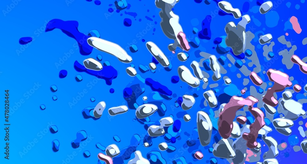 Cartoon water liquid particles droplets. Abatract painting. 2d illustration. Frozen motion small particle molecules. Cartoon water liquid particles droplets. Abatract painting. 2d illustration. Frozen motion small particle molecules.