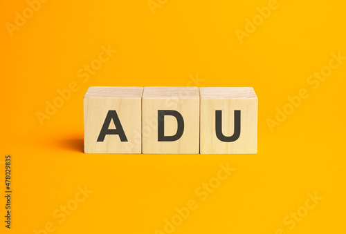 adu , questions and answers on wooden cubes. Concept photo