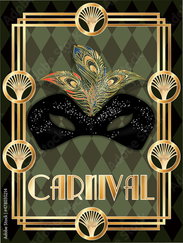 Carnival mask art deco style , vector illustration