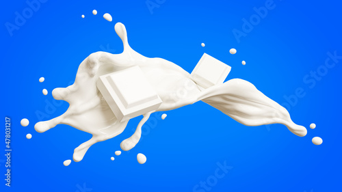 milk splashed with bar on transparent background clipping path