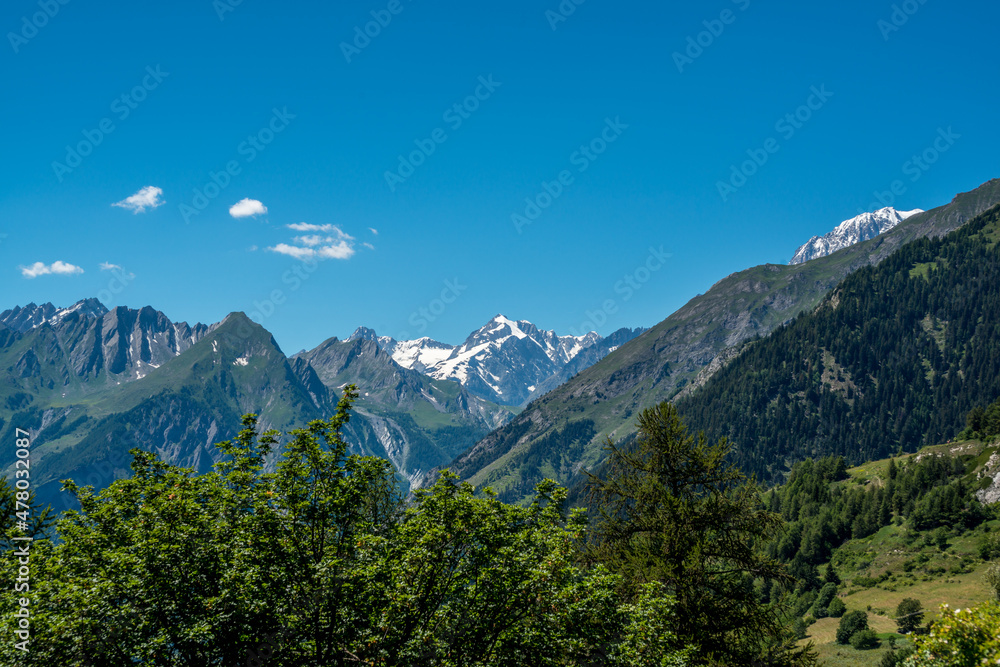 mountain panorama with snowy Monte Bianco on background mountain panorama with snowy Monte Bianco on background