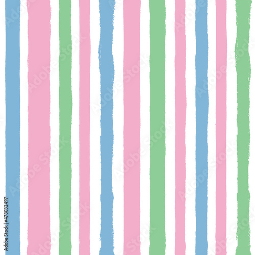 Seamless pattern with vertical stripes in green, pink and blue.