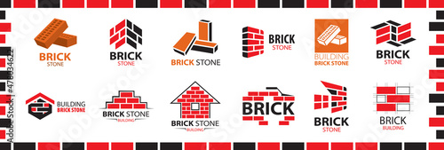 Vector set of logos brick stones, construction