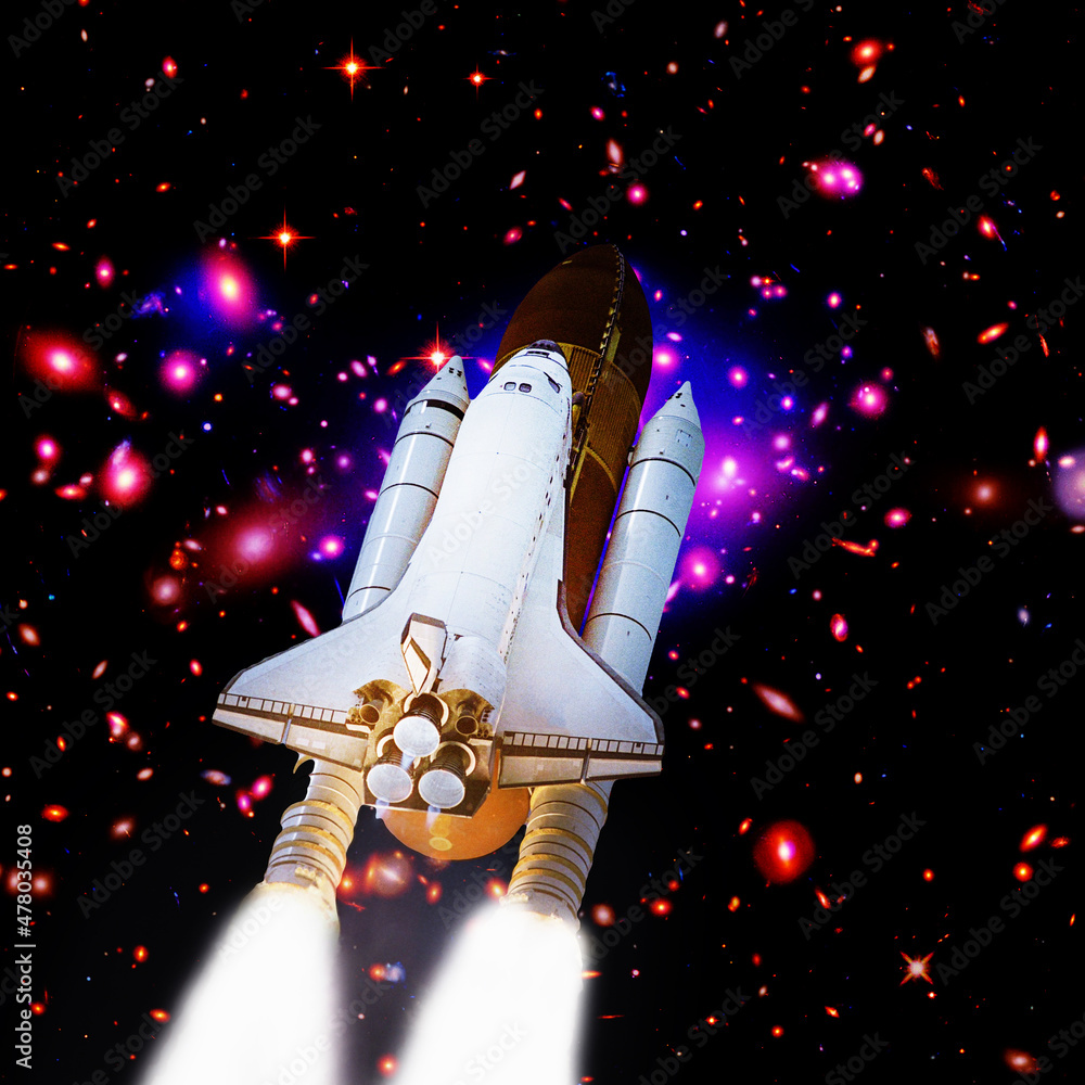 Fototapeta premium Rocket. Rocket tail. Rocket trace. The elements of this image furnished by NASA.