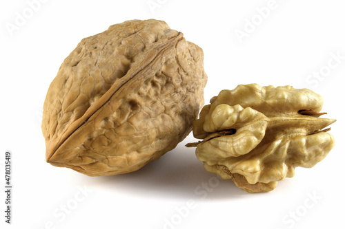 Fresh, nutritious, delicious walnut. Nuts isolated on white background.
