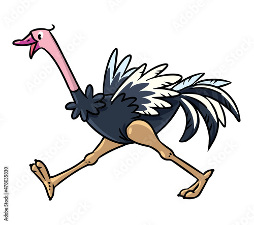Funny ostrich Farm animal kids illustration series