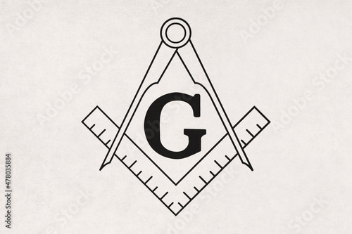Masonic Square and Compasses printed on paper photo