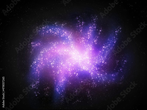 Galaxy in purple tones. Birth of stars. Beauty of the universe. 