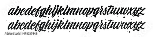 Handwritten Script font. Hand drawn brush style modern calligraphy cursive typeface. Hand Lettering and Custom Typography alphabet for Designs: Logo, Greeting Cards, Poster. Vector typo set.