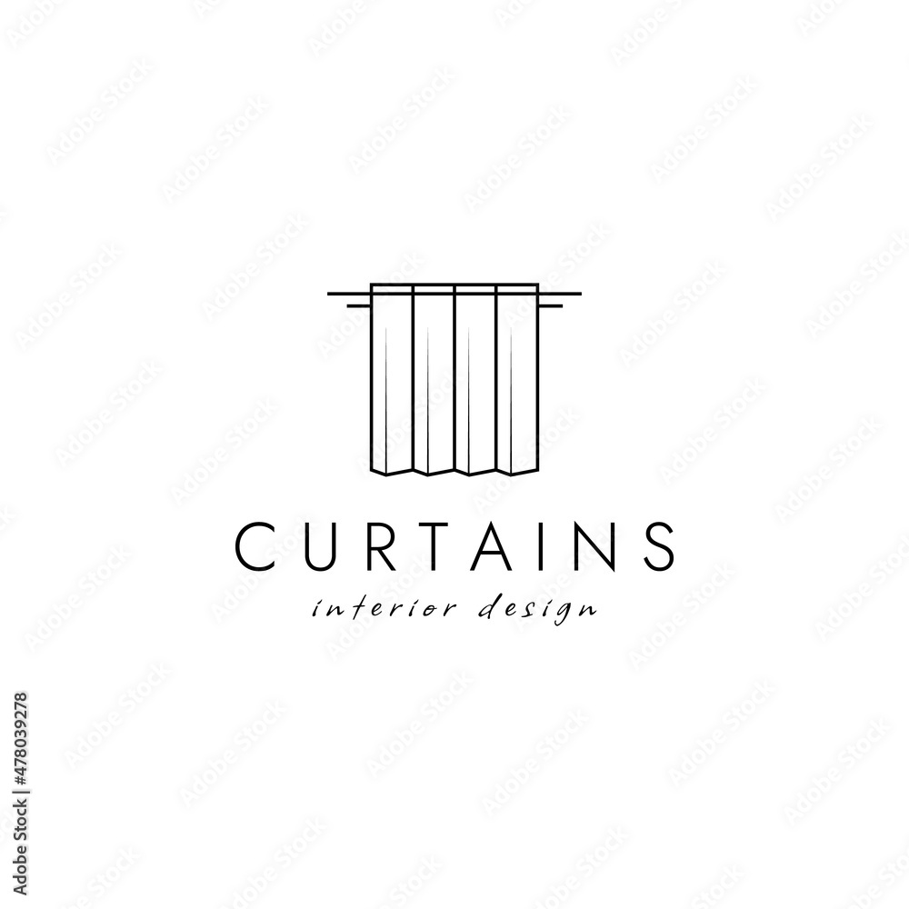 Line art curtains logo simple vector illustration design Line art curtains logo simple vector illustration design