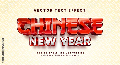 Photography Chinese new year editable text style effect with red color theme