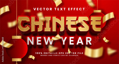 Chinese new year editable text style effect with red color theme. Suitable for Asian event concept.