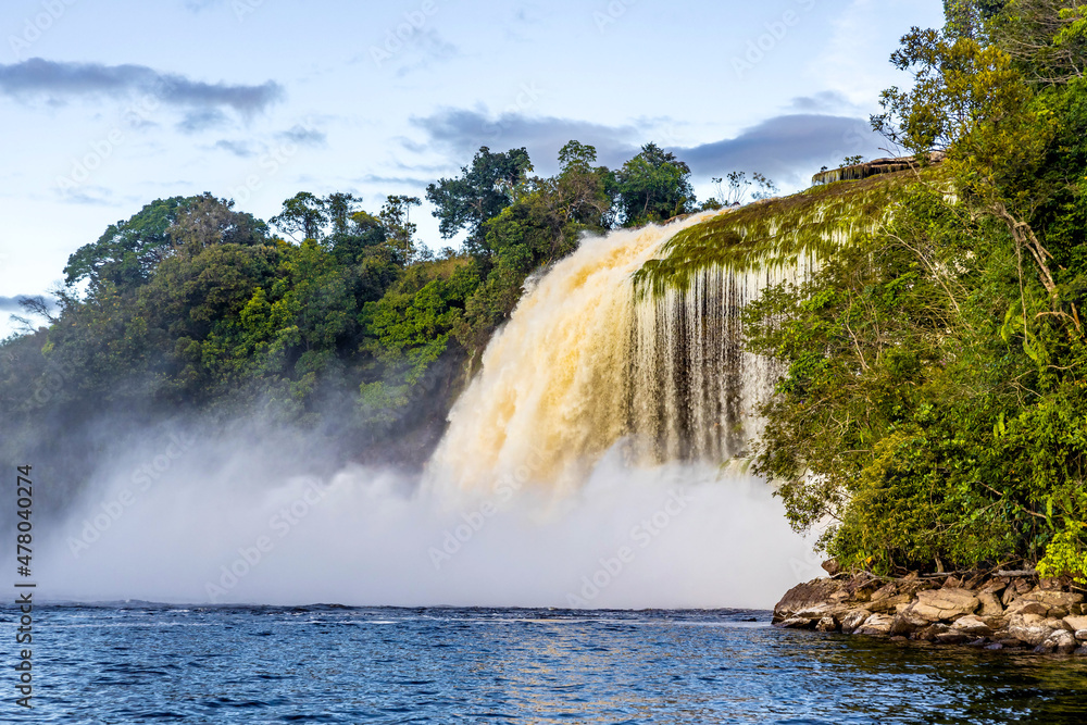 Scenic waterfalls from Carrao river in Canaima national Park Venezuela
