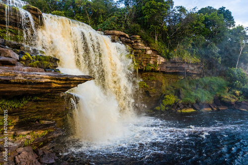 Scenic waterfalls from Carrao river in Canaima national Park Venezuela