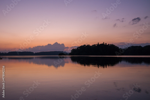 The Lac des Settons at sunset in Europe, France, Burgundy, Nievre, Morvan, in summer.