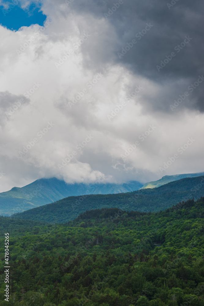 Mountains covered in clouds