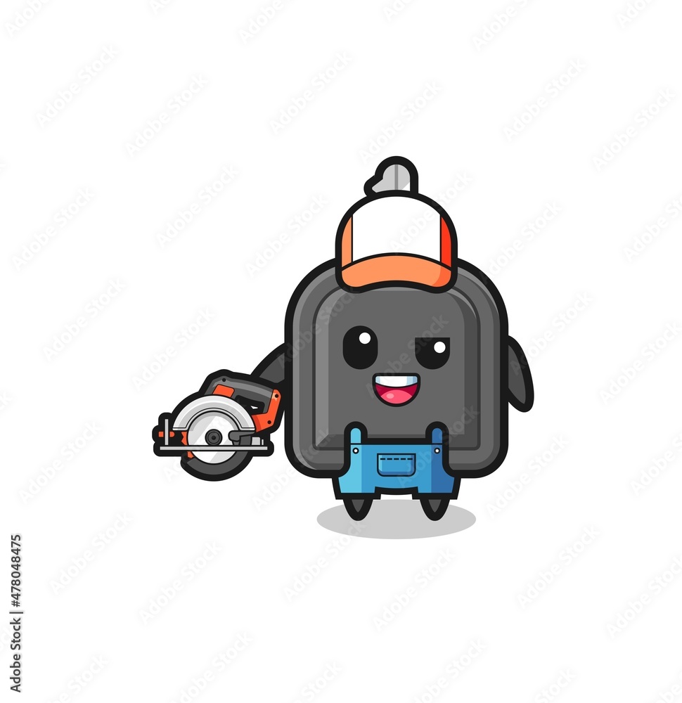 the woodworker car key mascot holding a circular saw the woodworker car key mascot holding a circular saw