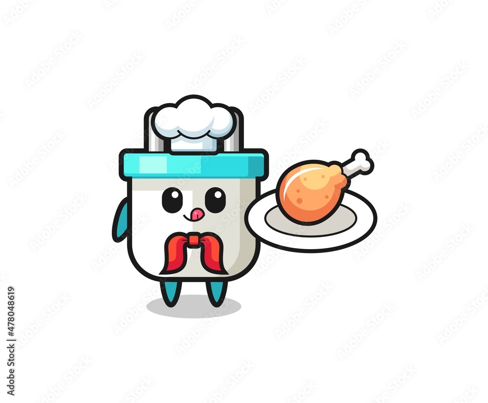 electric plug fried chicken chef cartoon character
