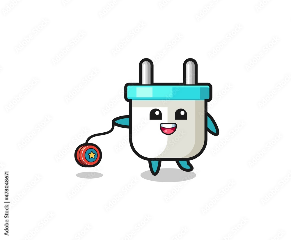 cartoon of cute electric plug playing a yoyo cartoon of cute electric plug playing a yoyo
