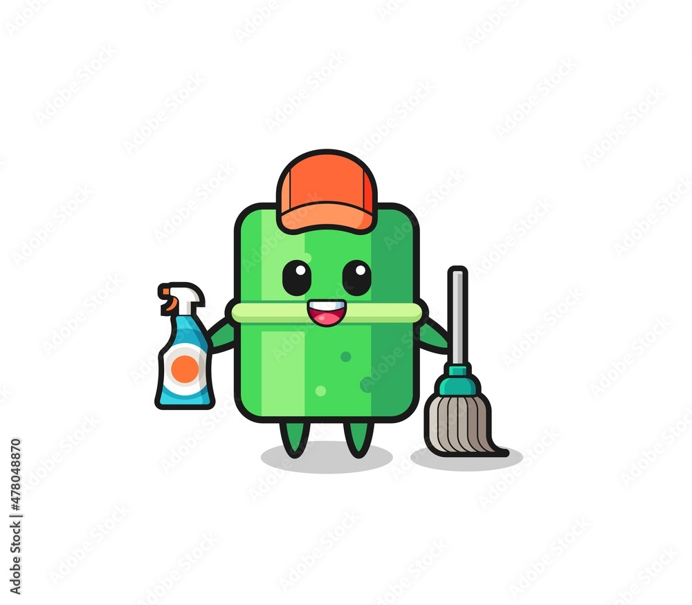 cute bamboo character as cleaning services mascot