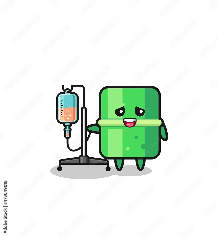 cute bamboo character standing with infusion pole cute bamboo character standing with infusion pole