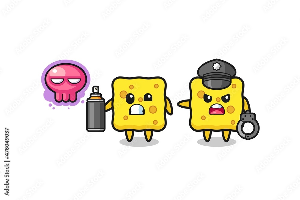 sponge cartoon doing vandalism and caught by the police sponge cartoon doing vandalism and caught by the police