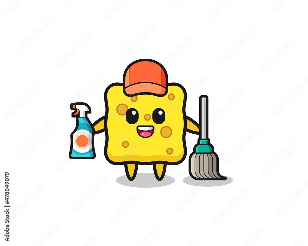 cute sponge character as cleaning services mascot