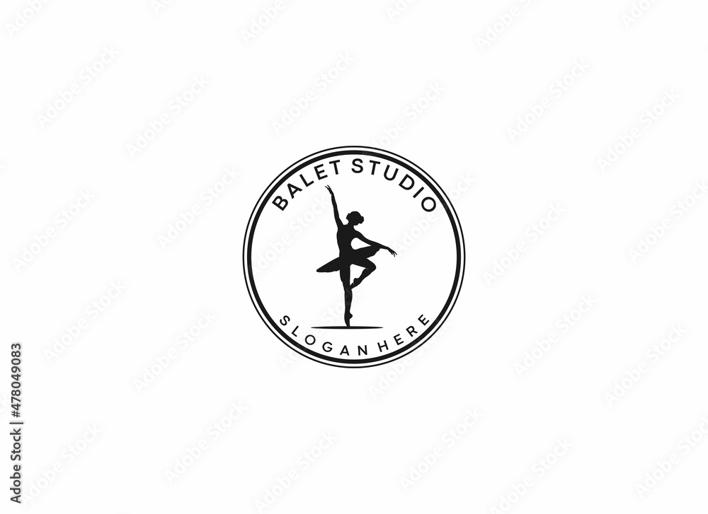 ballet illustration logo with woman doing a beautiful ballet dance ballet illustration logo with woman doing a beautiful ballet dance