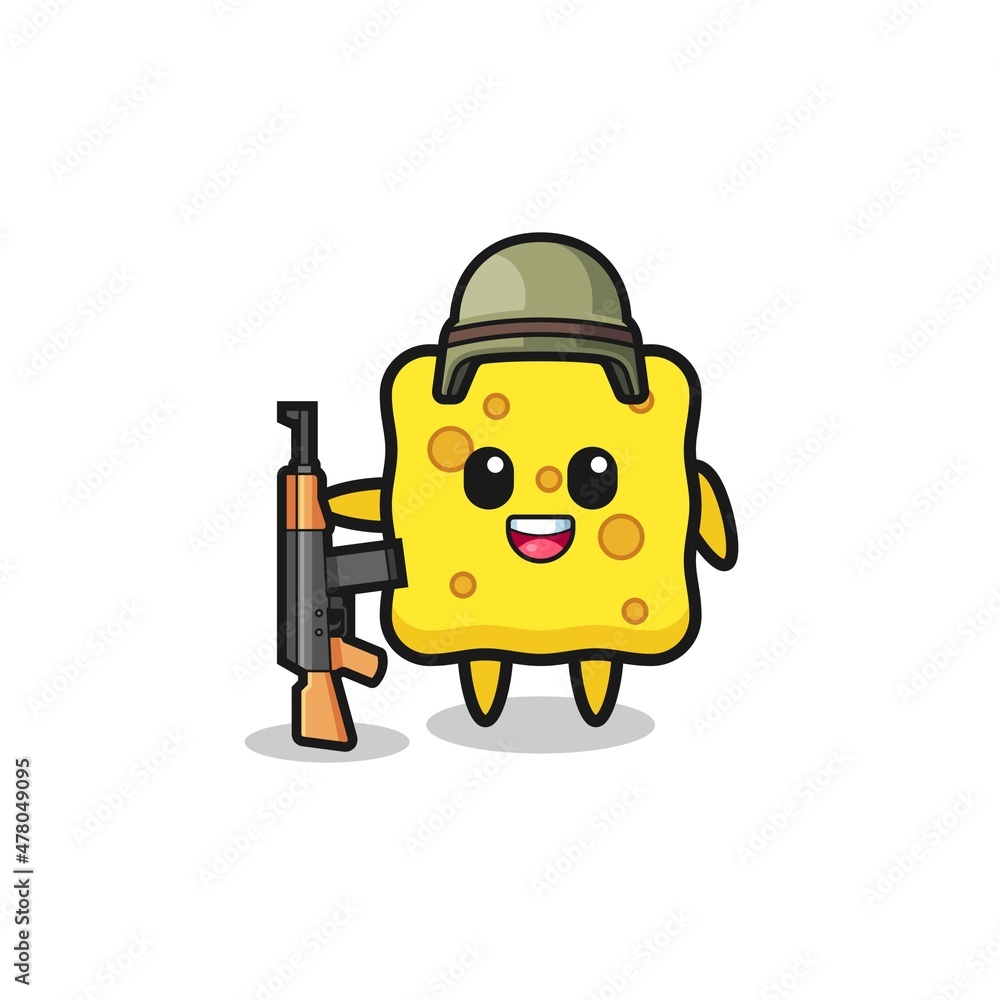 cute sponge mascot as a soldier cute sponge mascot as a soldier