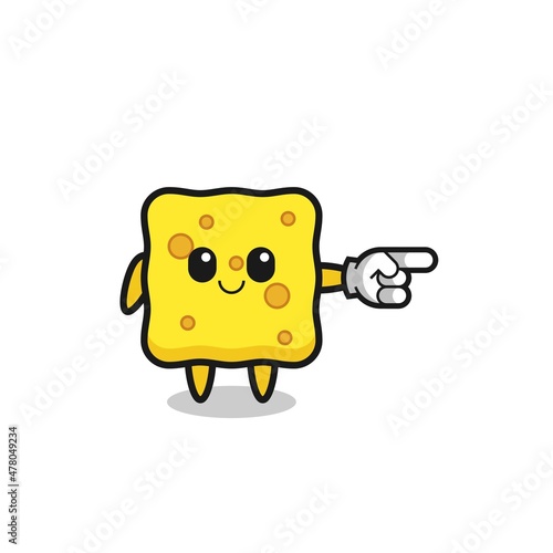 sponge mascot with pointing right gesture