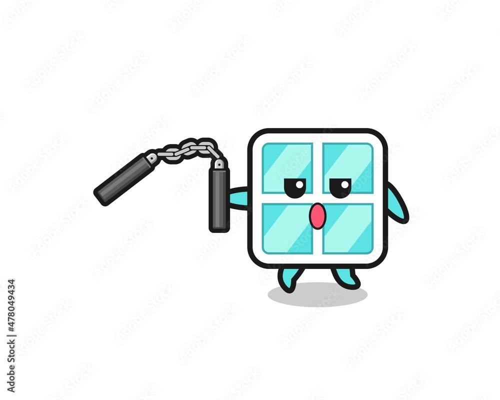 cartoon of window using nunchaku cartoon of window using nunchaku