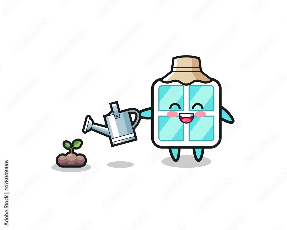 cute window is watering plant seeds cute window is watering plant seeds