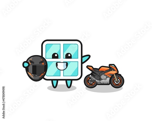 cute window cartoon as a motorcycle racer © heriyusuf