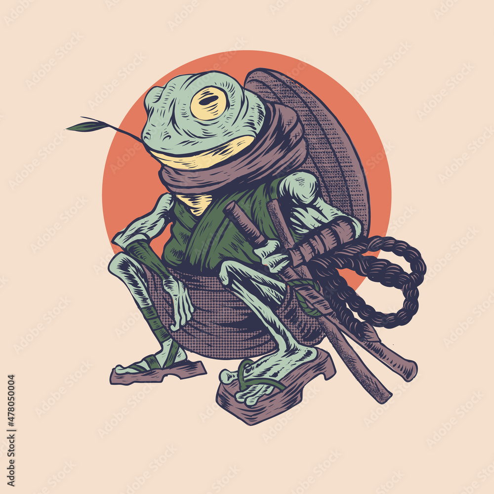samurai frog japan style vector illustration Stock Vector Adobe Stock