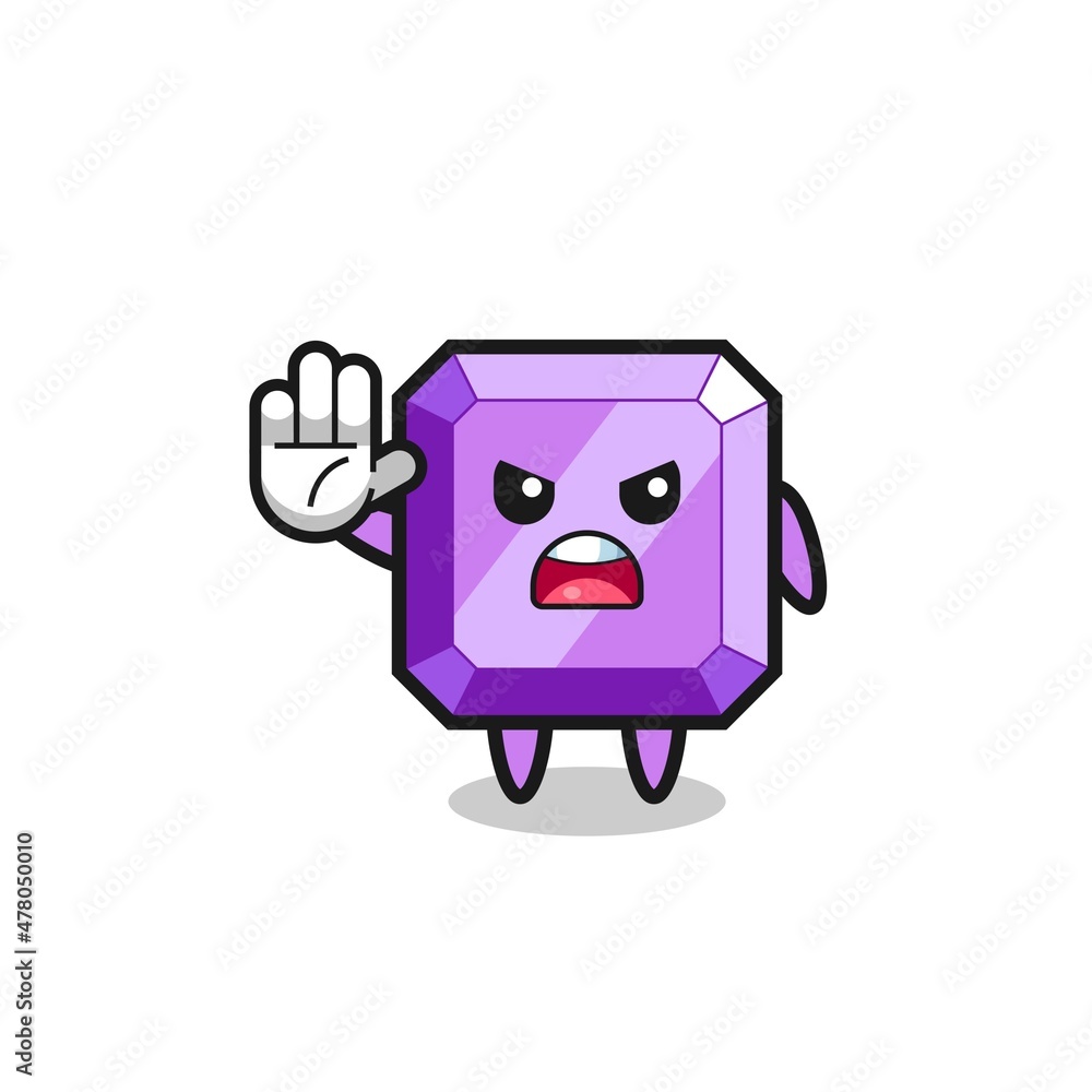 purple gemstone character doing stop gesture