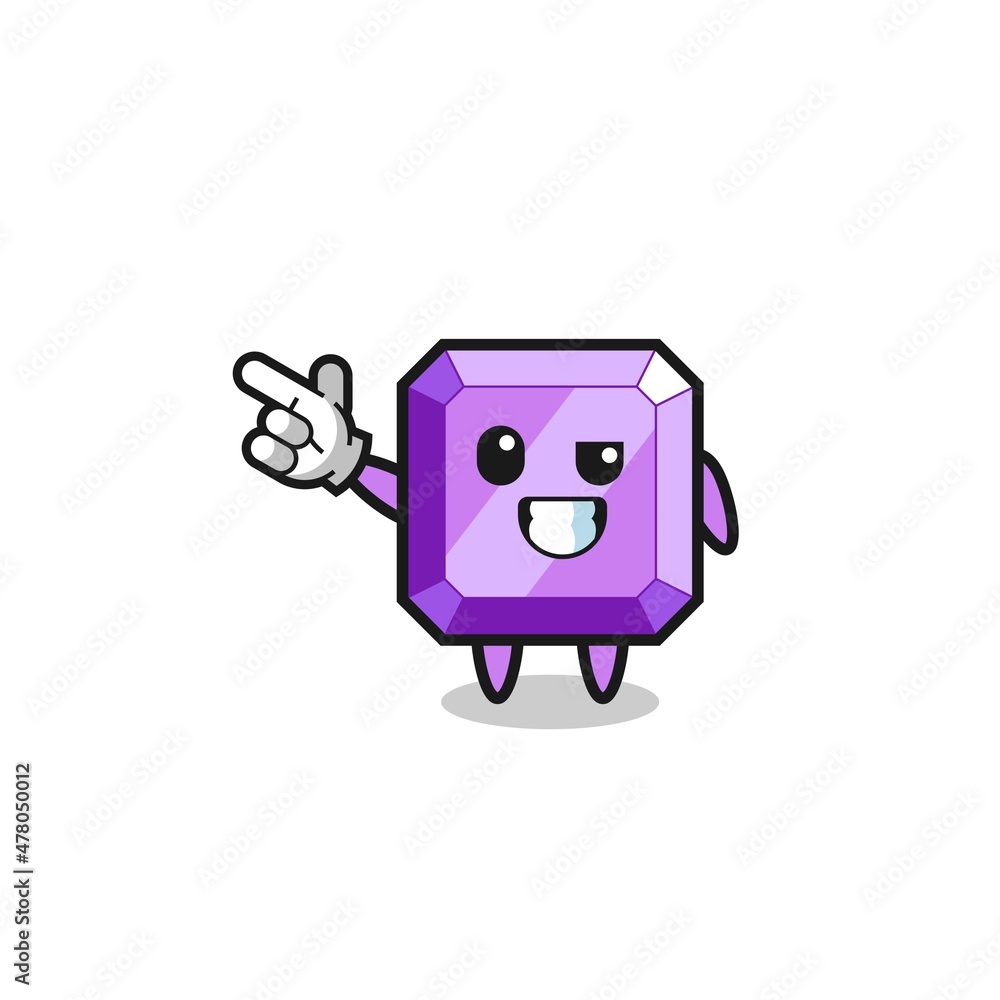 purple gemstone mascot pointing top left purple gemstone mascot pointing top left