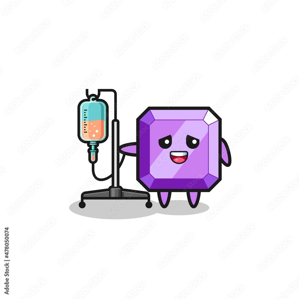 cute purple gemstone character standing with infusion pole cute purple gemstone character standing with infusion pole